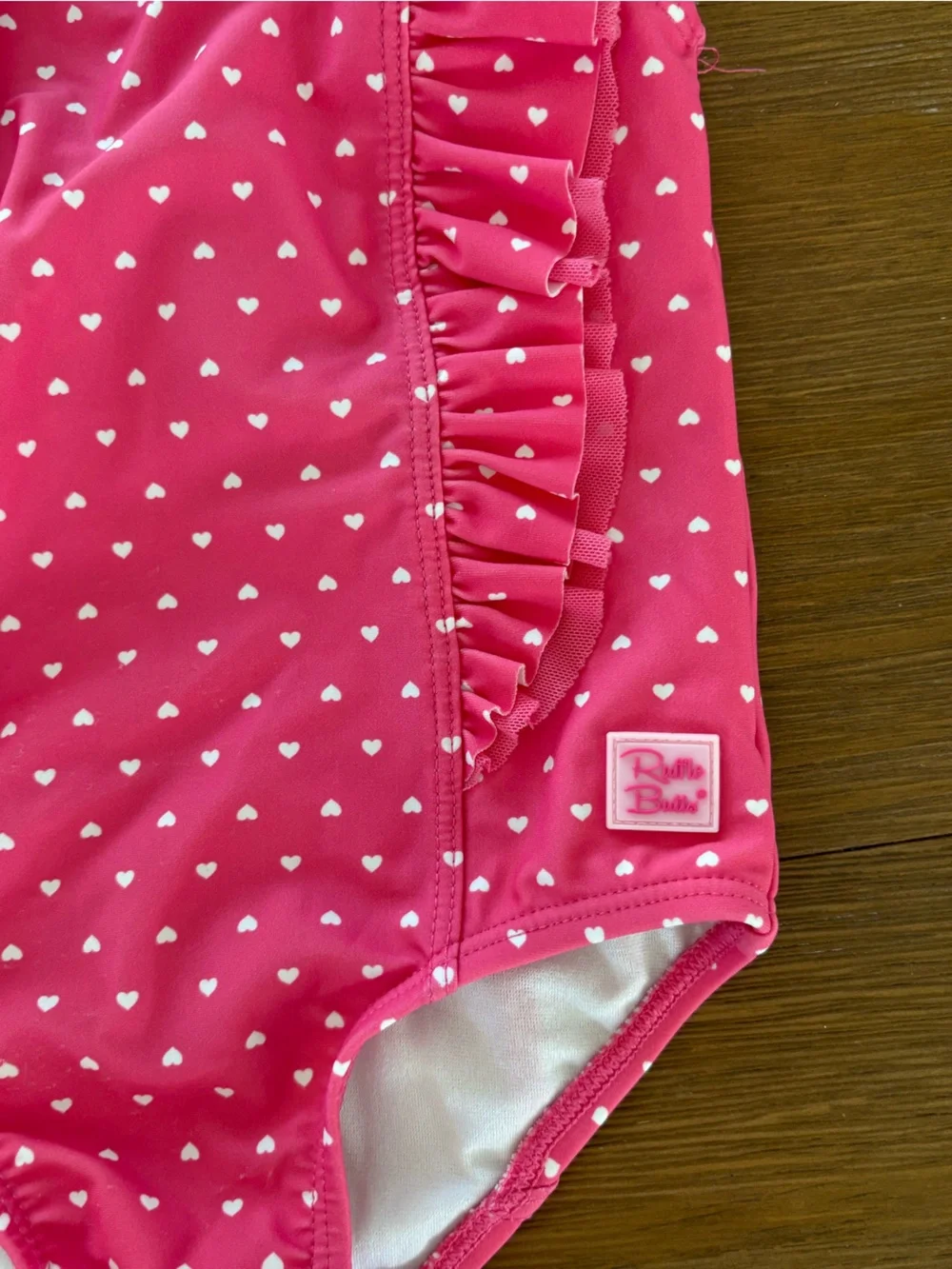 Ruffle Butts Pink and White Heart Swimsuit